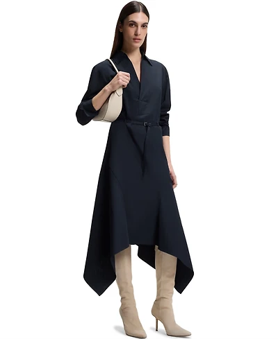 Boss by Hugo Women's Cotton Poplin Belted Shirt Dress