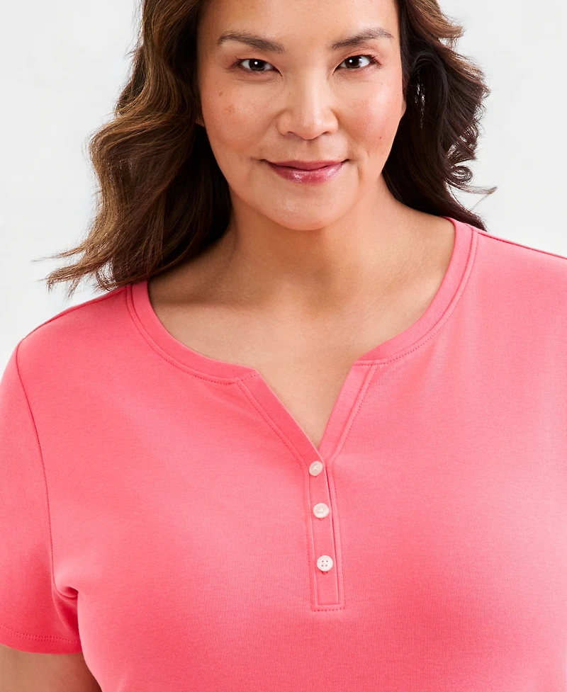 Style & Co Plus Short-Sleeve Henley Top