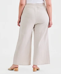 Style & Co Plus Cotton Gauze Wide-Leg Pants, Macy's Exclusive