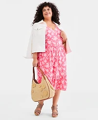 Style & Co Plus Printed Flutter-Sleeve Cotton Dress, Macy's Exclusive