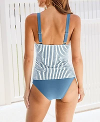 Cupshe Women's Twisted V-Neck Ruched Front Tankini Set