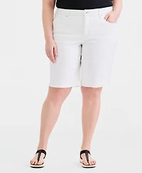 Style & Co Plus Mid-Rise Raw-Edge Bermuda Shorts, Macy's Exclusive