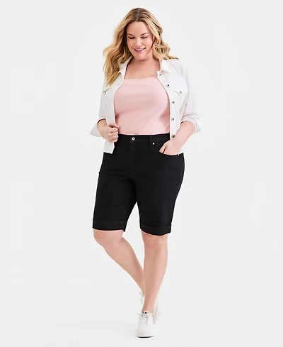 Style & Co Plus Mid-Rise Roll-Cuff Bermuda Shorts, Macy's Exclusive