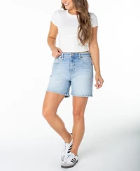 Celebrity Pink Juniors' High-Rise Denim Bermuda Shorts