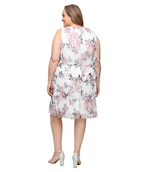 Sl Fashions Plus Tiered Shimmer V-Neck Jacket Dress