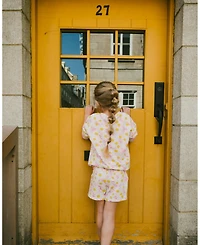 Deux par Deux Big Girls French Terry Sweatshirt Pink Printed Daisies