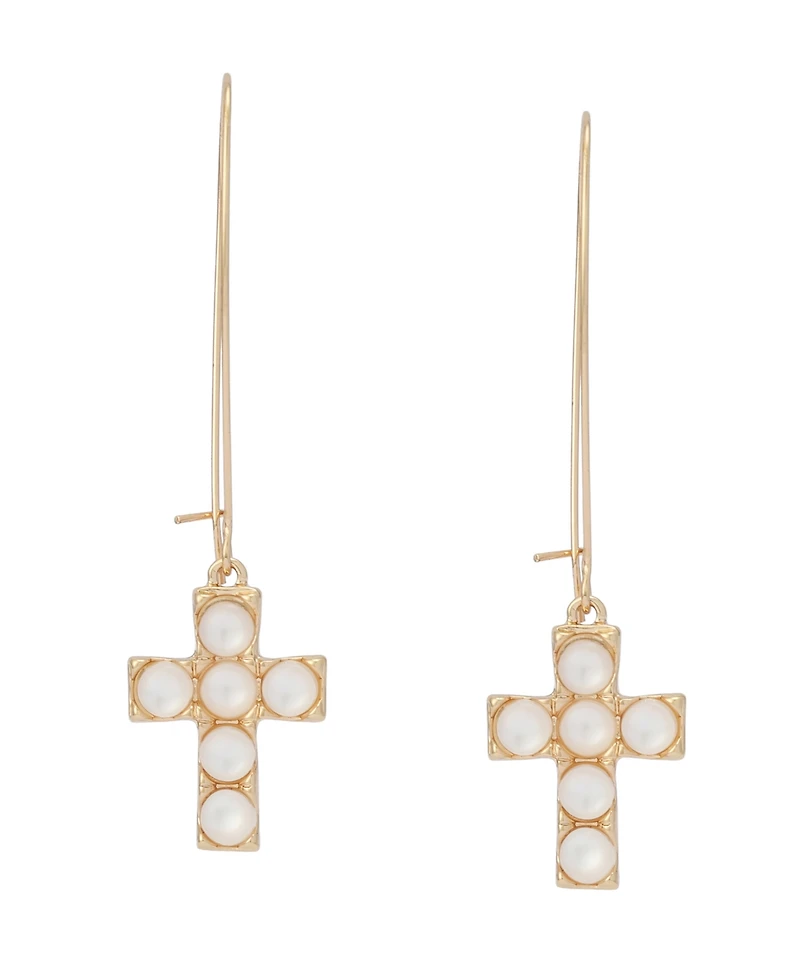 Robert Lee Morris Soho Mother of Pearl Cross Dangle Earrings