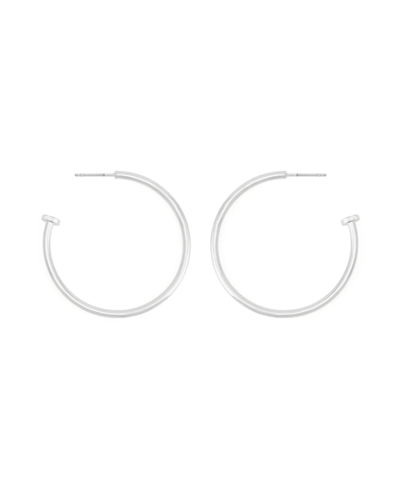 Robert Lee Morris Soho Silver Minimal Medium Hoop Earrings