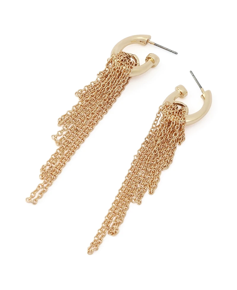 Robert Lee Morris Soho Gold Chain Fringe Huggie Earrings