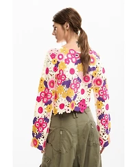 Desigual Women's Multicolor Crochet Sweater