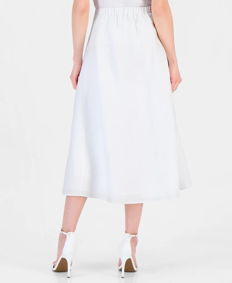 Anne Klein Women's Linen-Blend Pull-On A-Line Midi Skirt