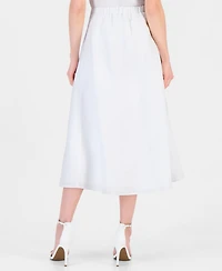 Anne Klein Women's Linen-Blend Pull-On A-Line Midi Skirt