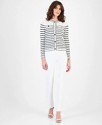 Anne Klein Women's Stitch Stripe Button-Front Cardigan