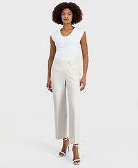 Anne Klein Women's Linen-Blend Tab-Waist Pull-On Trousers