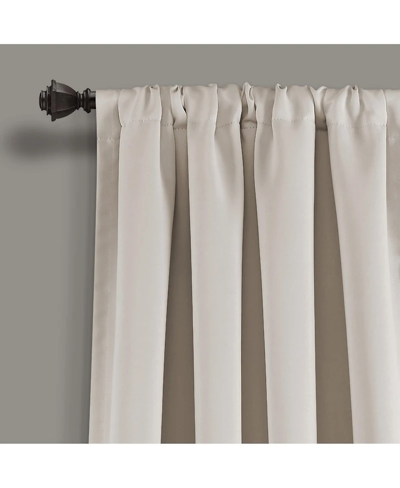 Lush Decor Insulated Rod Pocket Room Darkening Window Curtain Panels, Pair - Drapes - Beige Curtains for Bedroom or Living Room