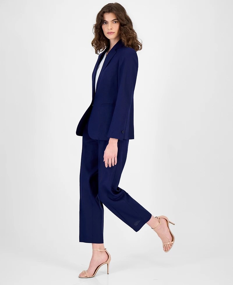 Anne Klein Women's Linen-Blend One-Button Notched-Collar Blazer
