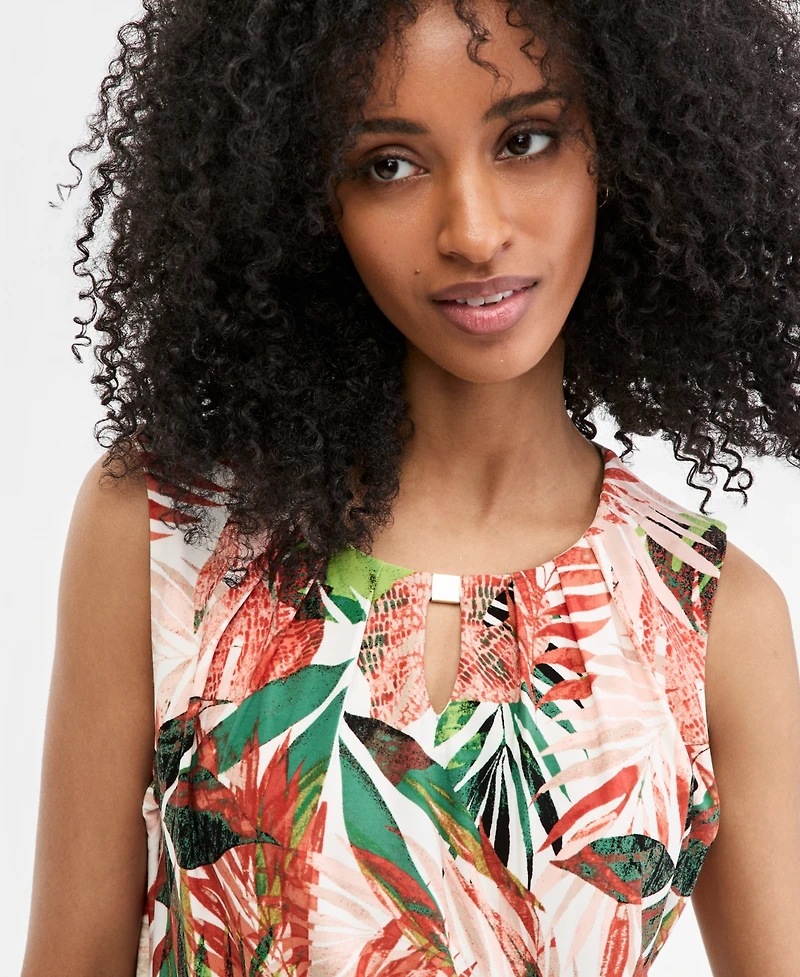 Kasper Women's Pleated Keyhole Top