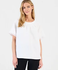 Anne Klein Petite Pleated Neck Top