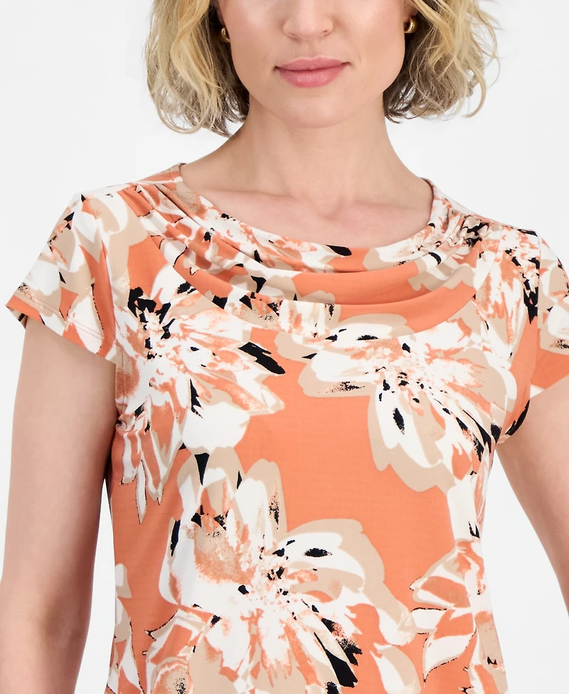 Kasper Women's Cowl-Neck Cap-Sleeve Top