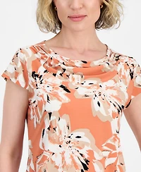 Kasper Women's Cowl-Neck Cap-Sleeve Top