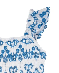 Rare Editions Girls' 4T-6X Embroidered Eyelet Smocked Dress