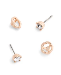Coach Faux Stone Halo Tea Rose Stud Earrings