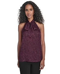 Calvin Klein Women's Novelty Sleeveless Tie Neck Top