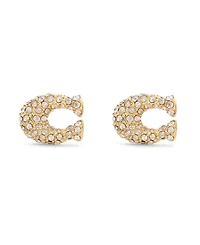 Coach Faux Stone Pave Signature C Stud Earrings