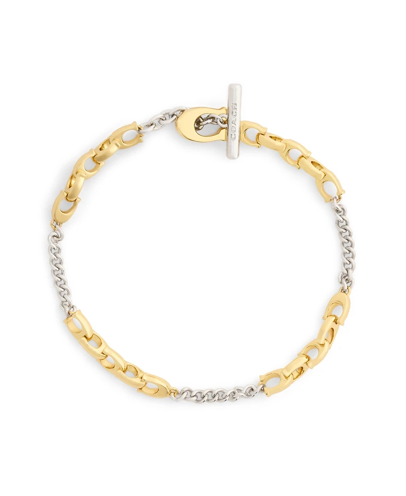 Coach Two-Tone Signature C Mixed Chain Bracelet