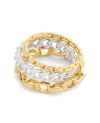 Coach Two-Tone Signature C Mixed Chain Ring Set
