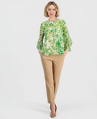 Kasper Women's Ruffle-Cuff 3/4-Sleeve Top