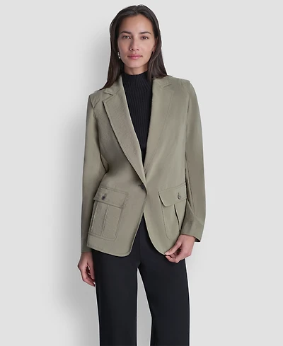 Dkny Women's Peak Lapel Collar Sueded Fuji Blazer