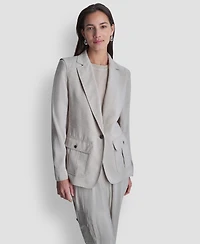 Dkny Women's Peak Lapel Collar Sueded Fuji Blazer