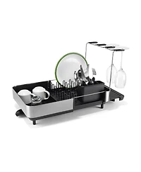Joseph Extend Steel Plus 6.75" Expandable Dish Rack with Wine Glass Holder