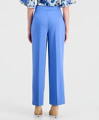 Anne Klein Essentials Petite Pleated Faux-Fly Pull-On Pants