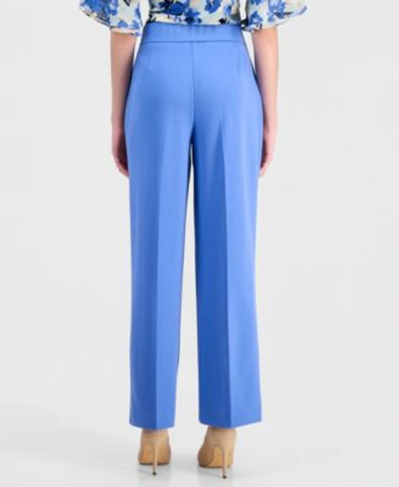 Anne Klein Essentials Petite Ruffle Cuff Top Pleated Pull On Pants