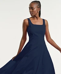 Isaac Mizrahi Women's Seamed Square Neck Midi Dress