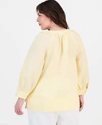 Charter Club Plus Long-Sleeve Top, Macy's Exclusive