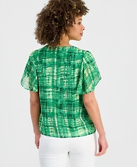 Kasper Women's Plaid Tulip-Sleeve Blouse