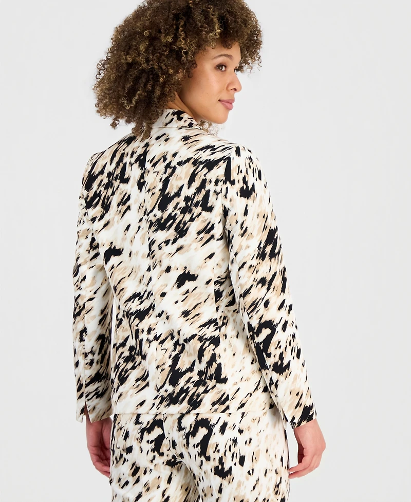 Kasper Women's Animal-Print One-Button Blazer