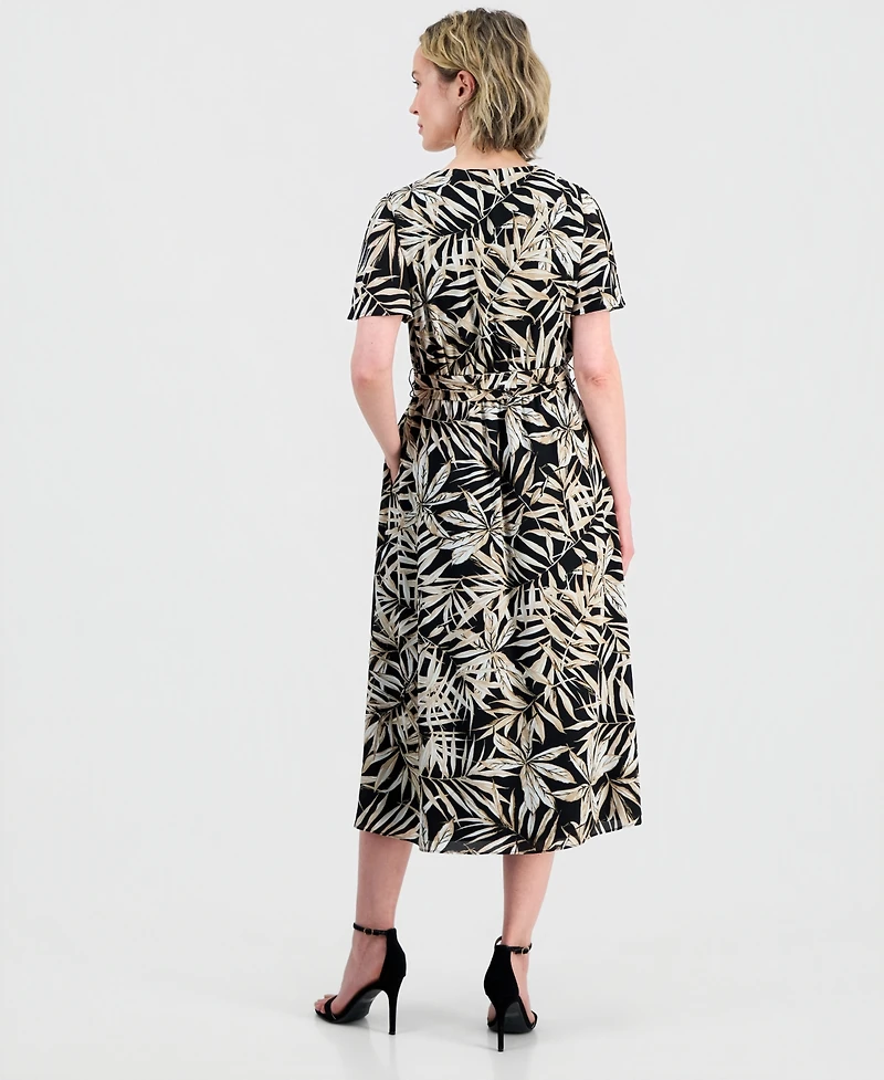 Kasper Women's V-Neck Flutter-Sleeve Midi Dress