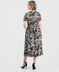 Kasper Women's V-Neck Flutter-Sleeve Midi Dress