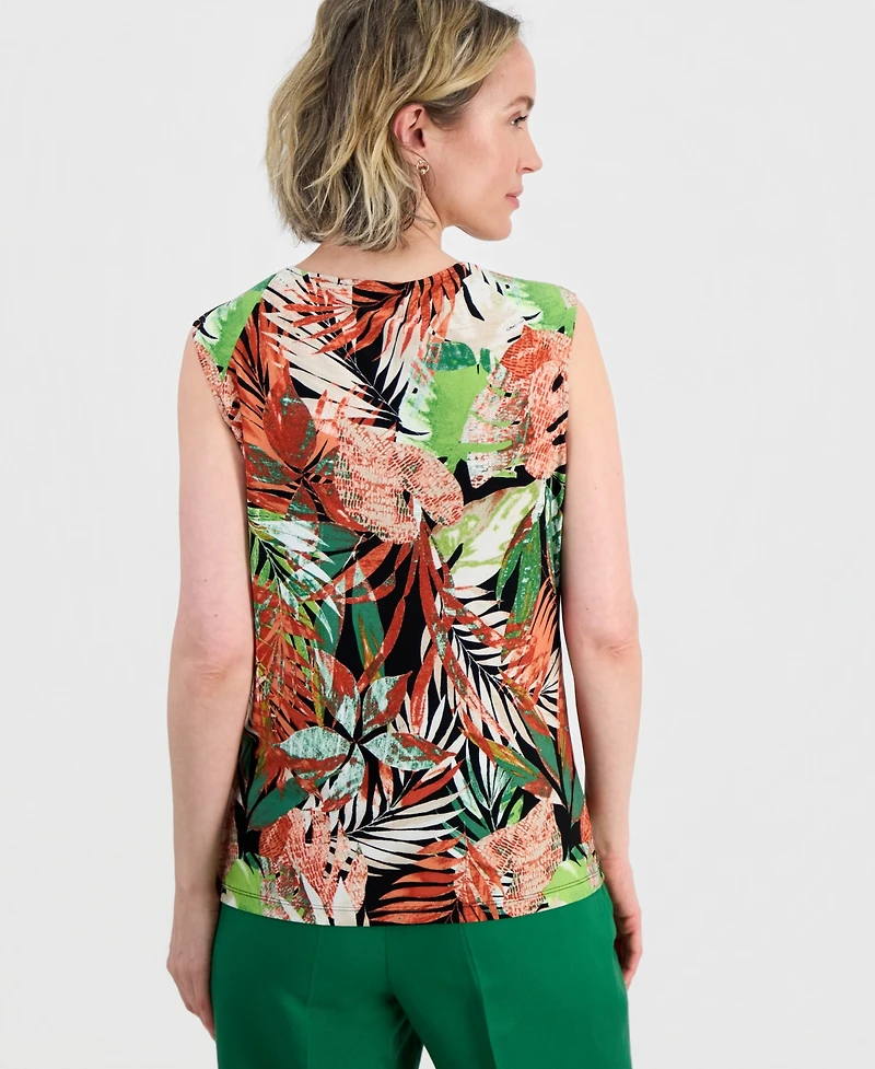 Kasper Women's Printed Sleeveless Cowl-Neck Top