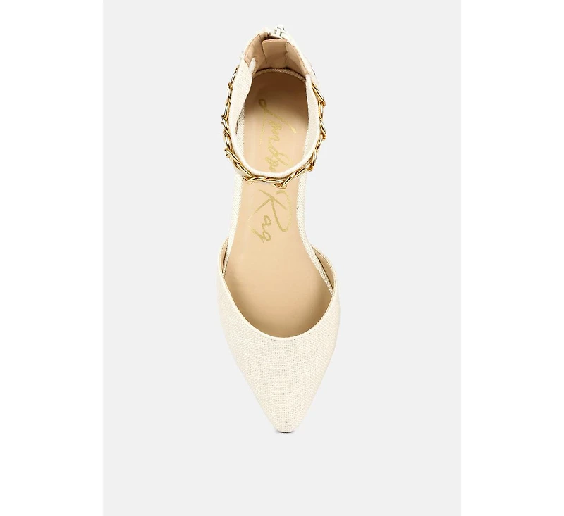 Buqisi Chain Embellished Flat Sandals