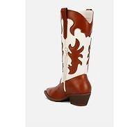Fallon Faux Leather Patchwork Cowboy Boots