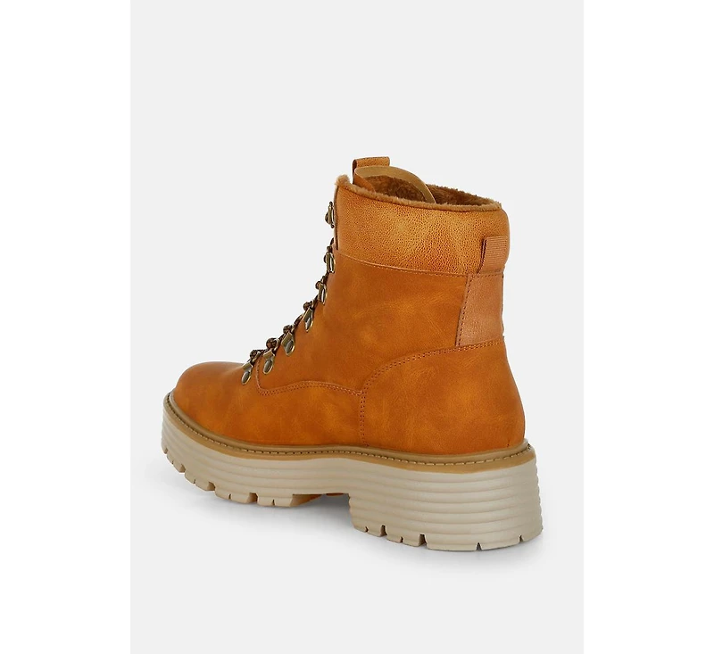 London Rag Boskoff Lace-Up Chunky Warm Ankle Boots