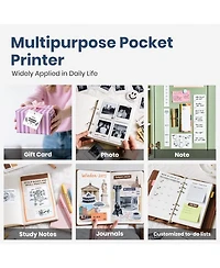 Swifint PM290C Inkless Sticker Maker: Portable Bluetooth printer with 3 paper rolls. Creates notes, journal labels. Perfect gift for school/office.