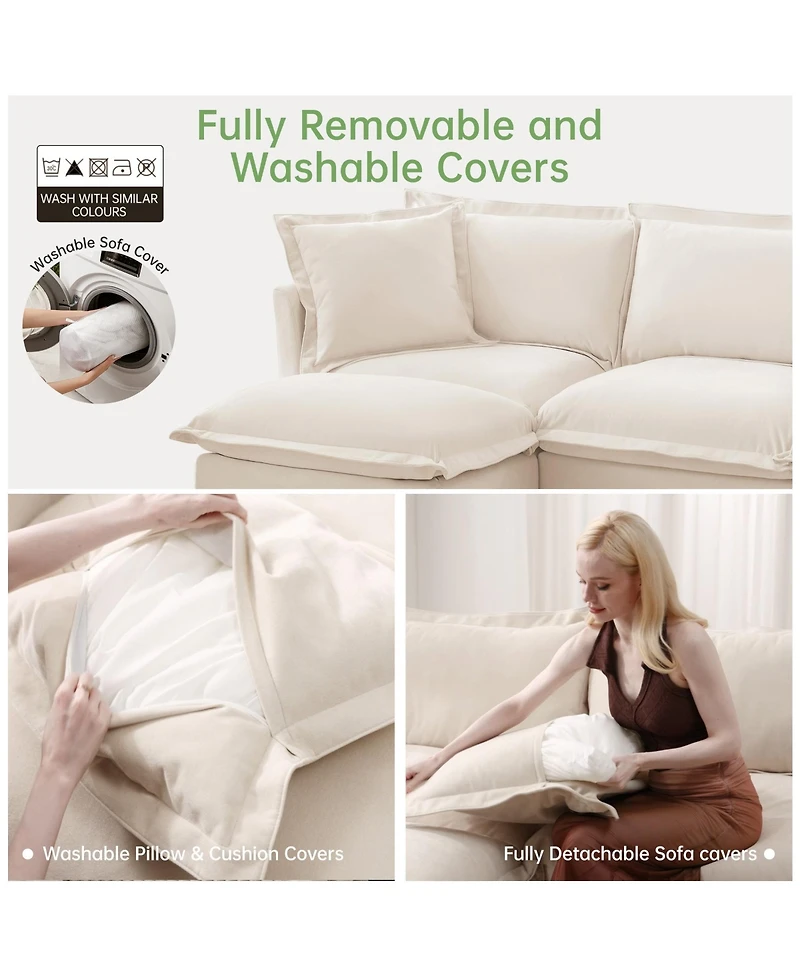 Boyel Living Chenille Slip-Covered Armchair with Removable Cushions, Single Seat Couch Sofa, Deep Seat & 2 Large Pillows