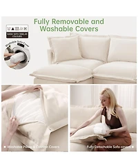 Boyel Living Chenille Slip-Covered Armchair with Removable Cushions, Single Seat Couch Sofa, Deep Seat & 2 Large Pillows