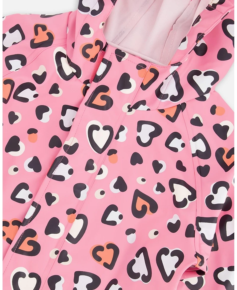 Deux par Baby Girls Rain One-Piece Polyurethane Pink Heart Print